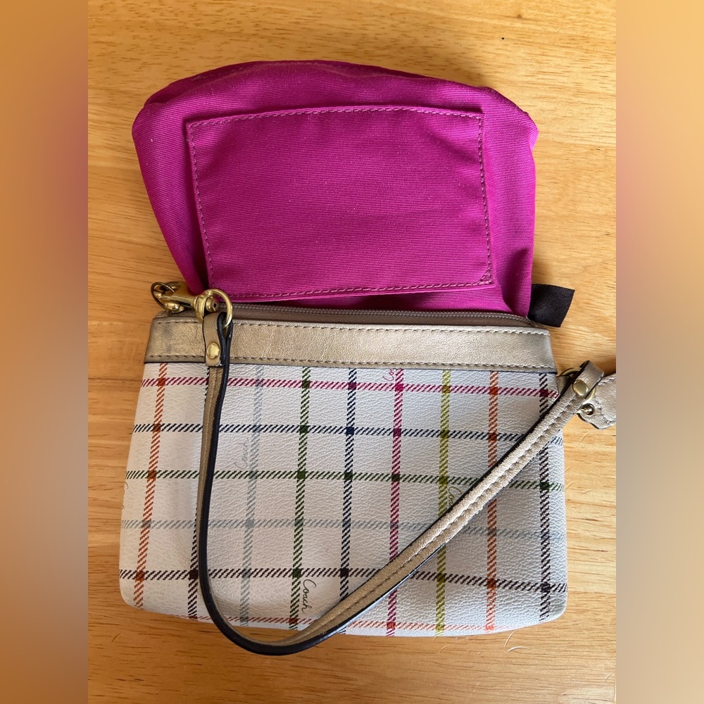 Coach Tattersall Plaid Wristlet - Picture 12 of 14